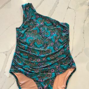 Jcrew Paisley Print One Shoulder One Piece